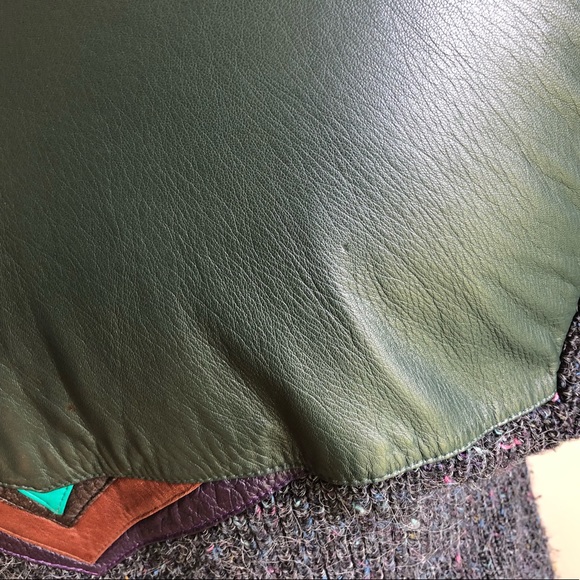 SOLD⚡️Medium 80s vtg chunky knit bomber jacket + leather - Picture 10 of 11